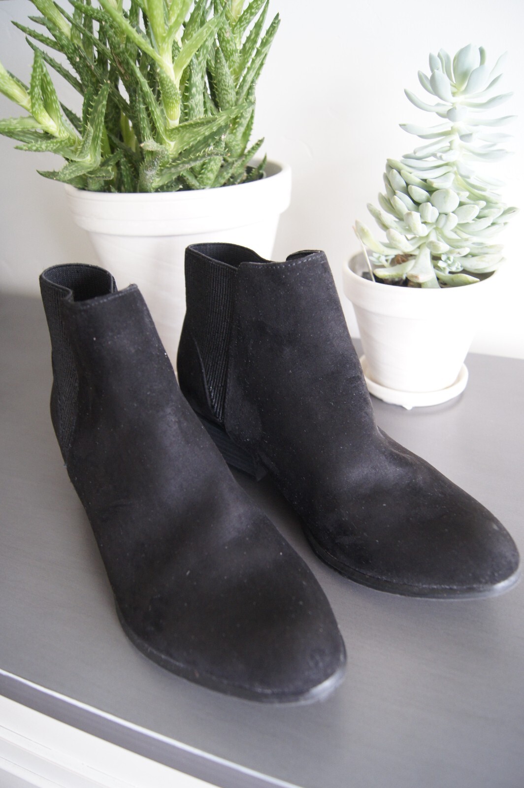 Union Bay Black Ankle High TIMMY Pull On Boots Faux Suede Textile TIMMY SZ 7.5 M