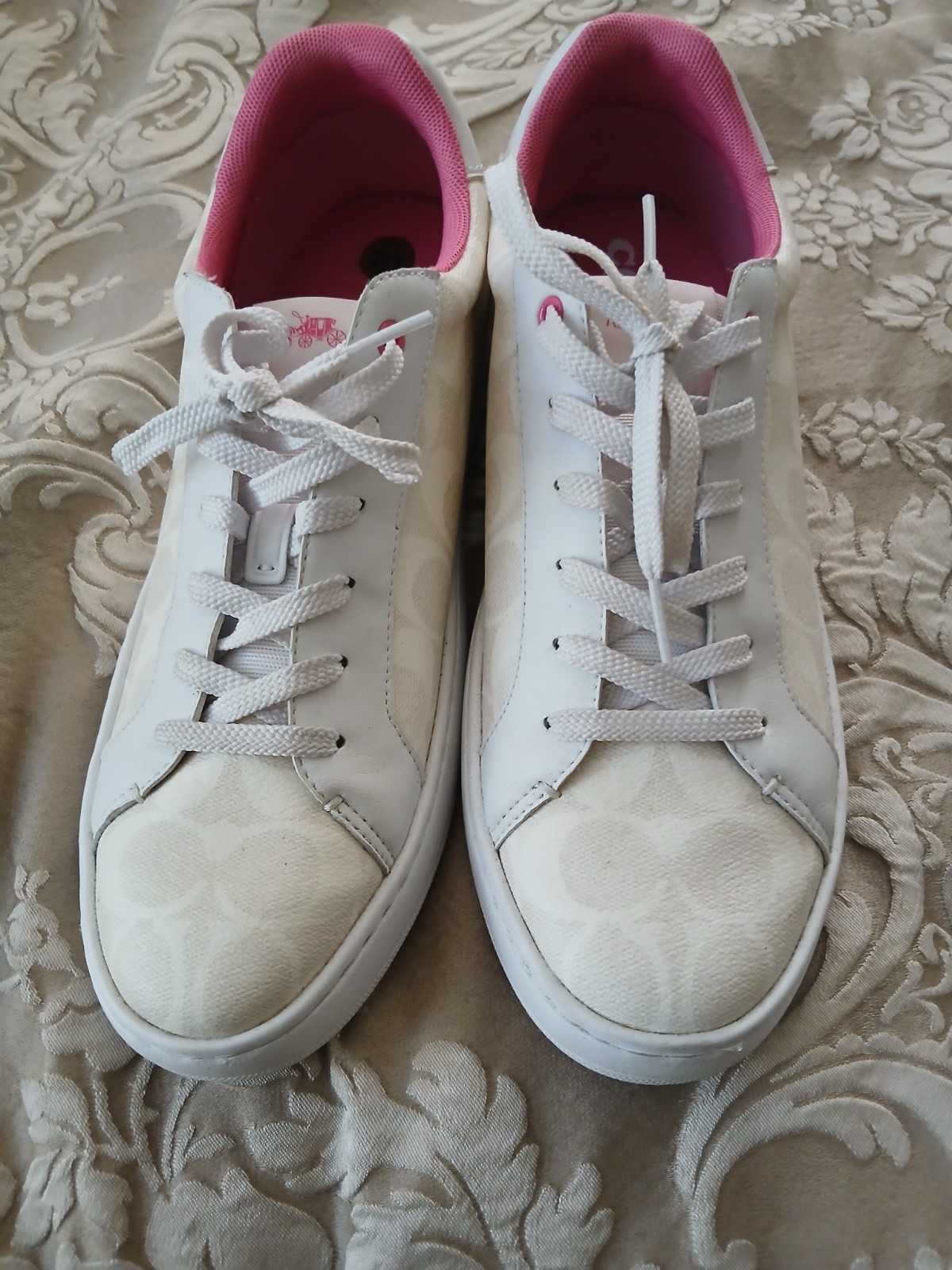 COACH 7Women Shoes Optic White Signature Canvas Clip Low Top Sneaker CH098