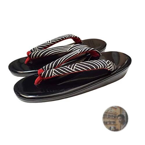Takeharu Women’s Enamel Zori Sandals Black Urethane Sole 3.5cm Made in Japan Ne