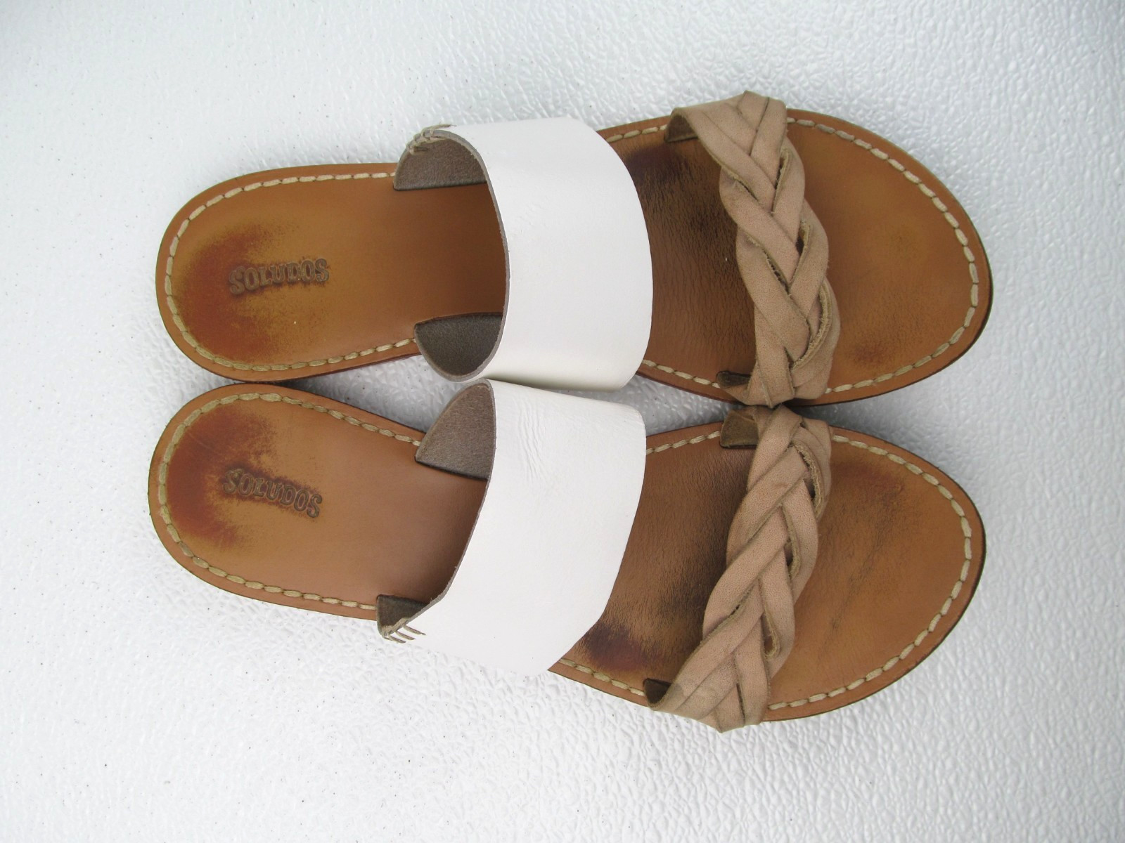Soludos Slie Sandals White/Tan Leather Women’s size 9