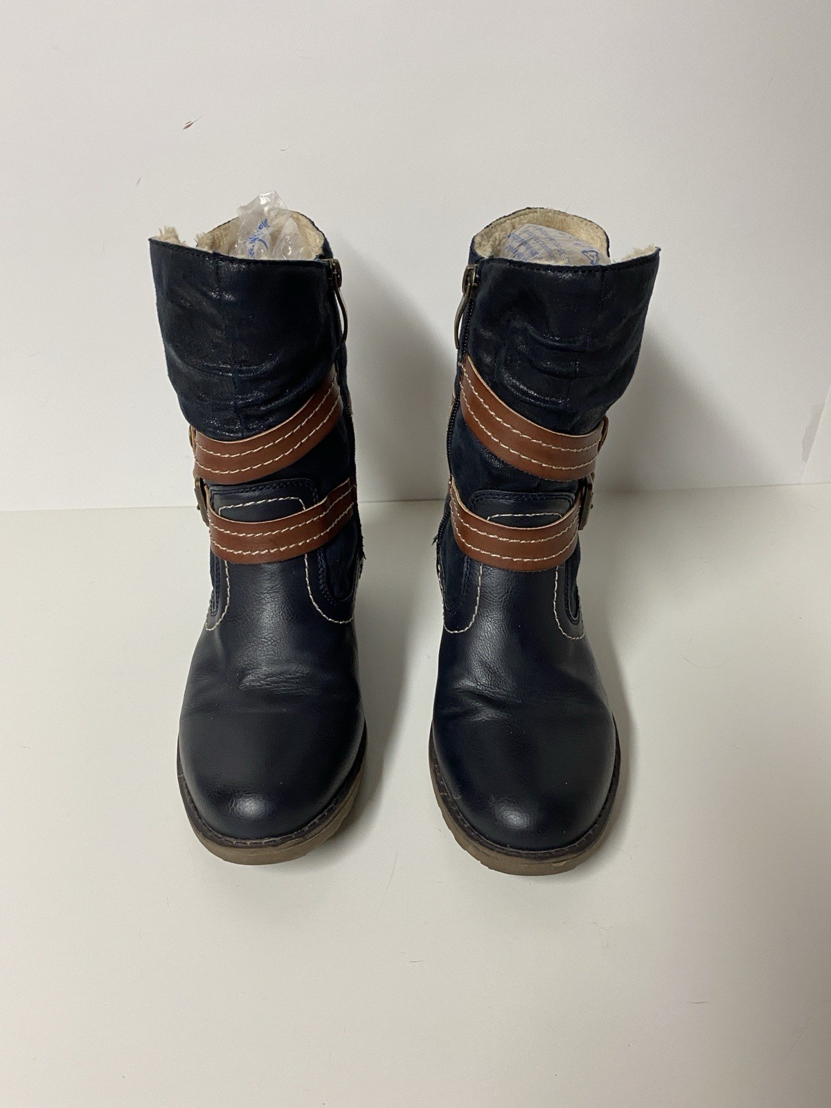 Spring Step Boisa Water Resistant Women Navy Bootie Faux Fur Boots Size 37