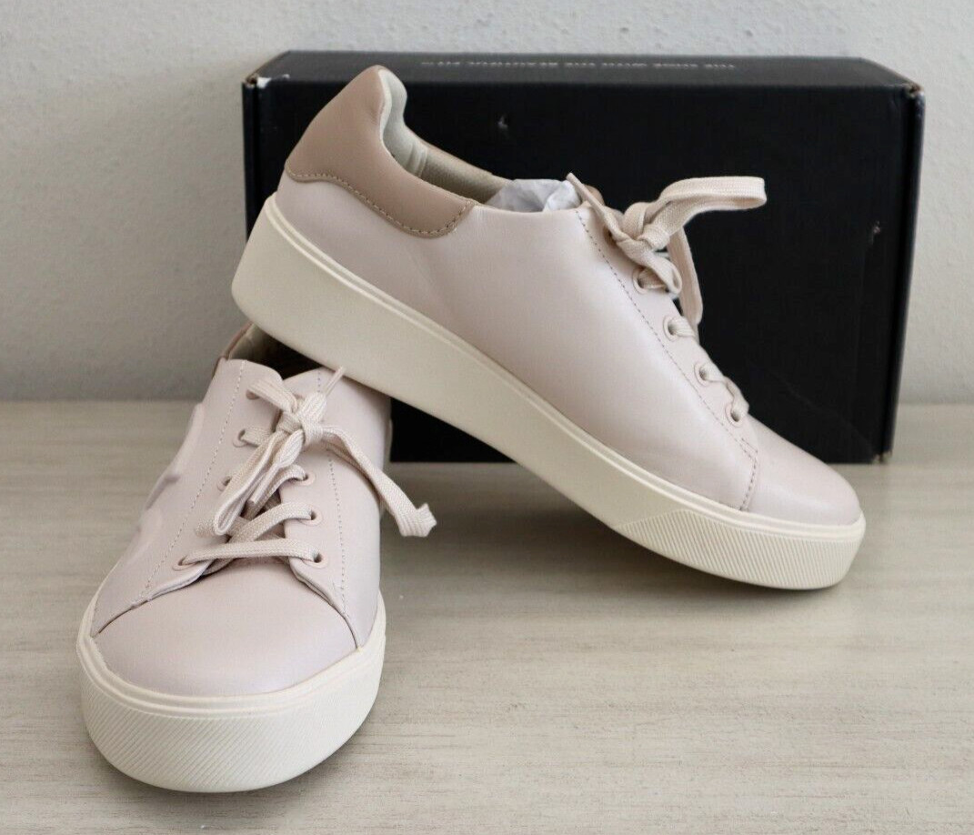 Naturalizer Women Sz 8.5W Rose/Beige Leather Morrison Logo Lace-Up Sneakers $100