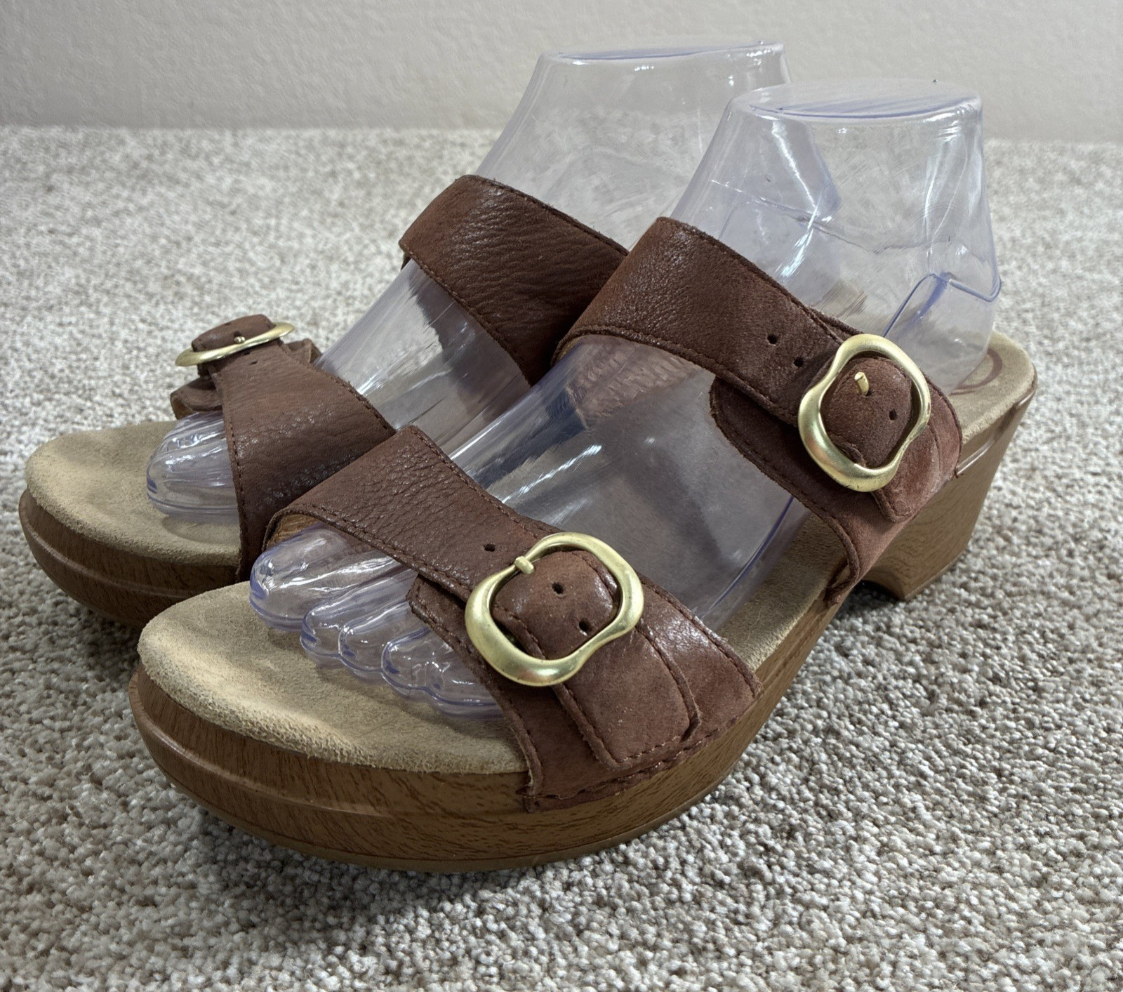 Dansko Sophie Brown Leather Buckled Sandals Clogs 41 10.5 11