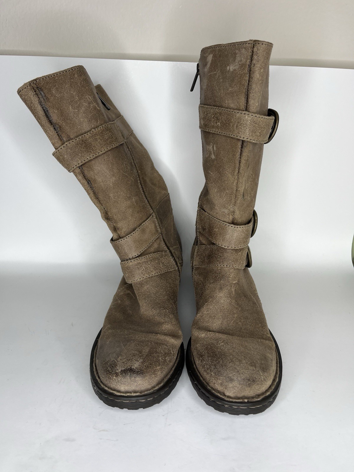 Born Riding Boots Women Size 7.5M Brown Leather Straps Buckle