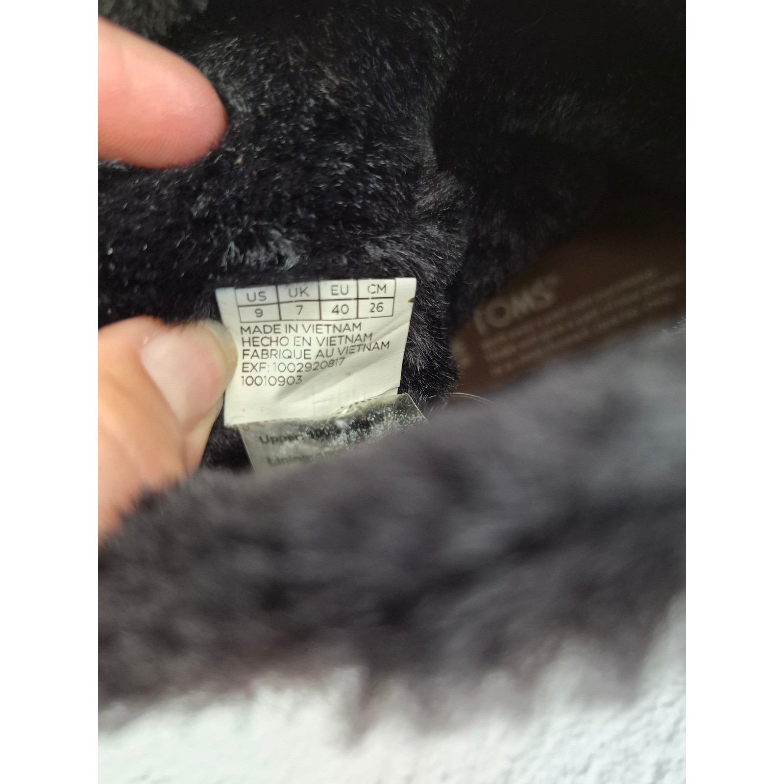 TOMS Alpine Black Suede Faux Fur Trim Lace Up Winter Boots Womens 9 10010903