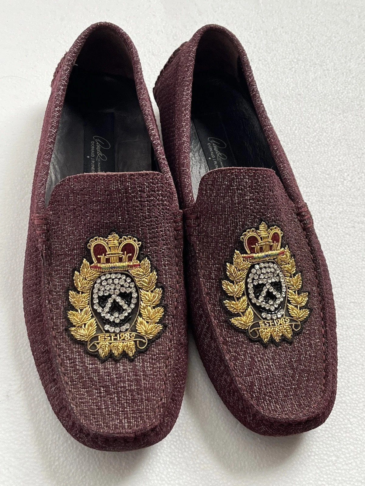 Signature Donald J Pliner Beaded Skull Logo Treviso Loafers Size 8