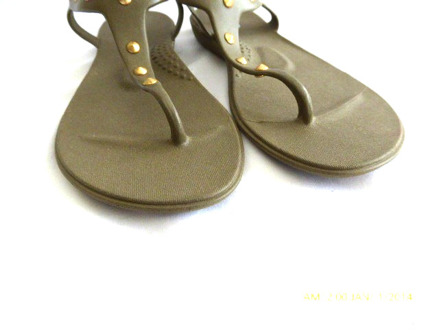 OKA-B OLIVE GREEN GOLD EMBELLISHED STRAPPY SANDALS US 7 EUR 37