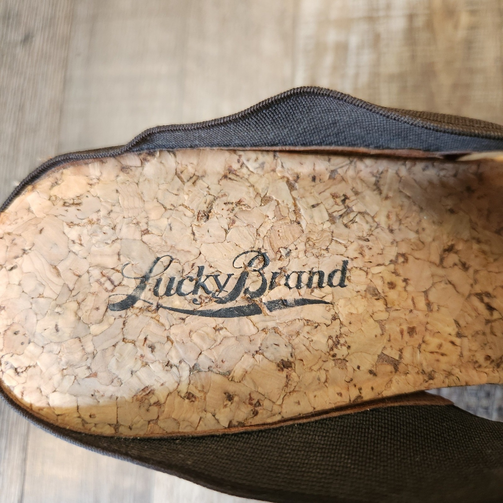 Lucky Brand Miller 2 Bronze Metallic Cork Wedge Sandals Womens 8M LK-MILLER2