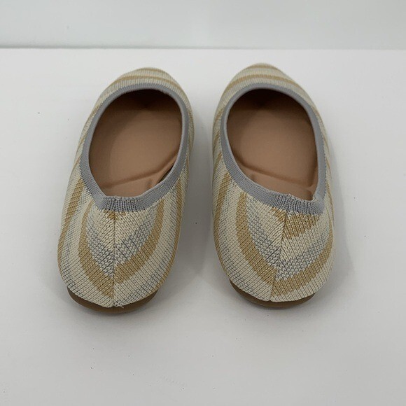 Market & Spruce Keeley woven knit ballet flat stripe stretch shoe tan gray new 7