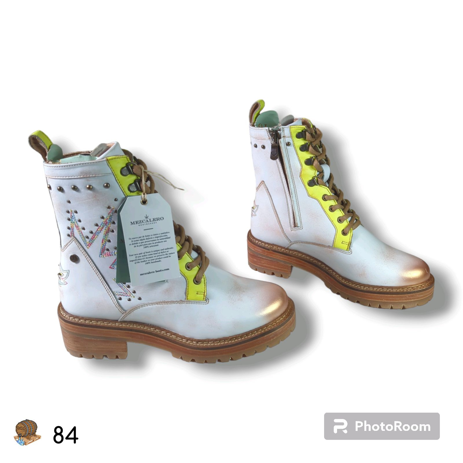 MEZCALERO – Ashlee Supernova White – Fashion Combat boots for Women (Size 7)
