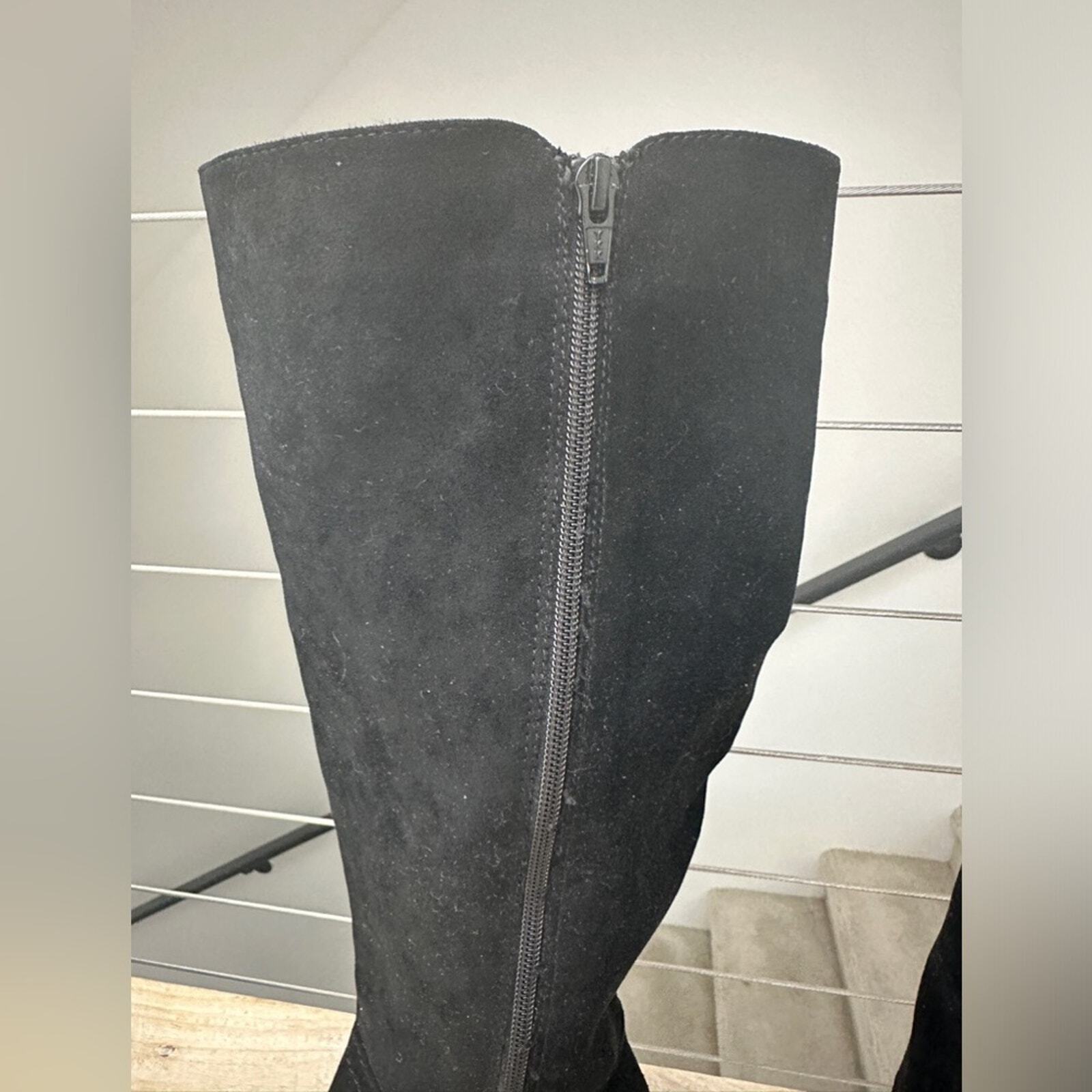 Target black suede textile upper knee high boots winter business casual party 9