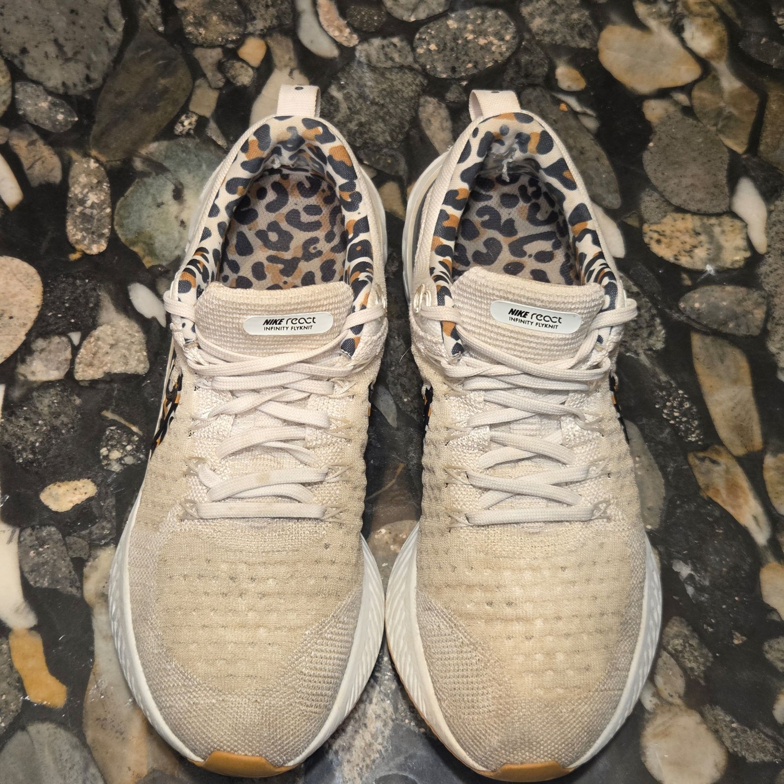 Nike React Infinity Run Flyknit 2 Leopard White Womens Running Shoes Size 10