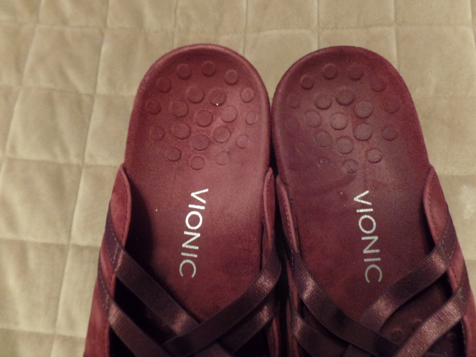 Womens,VIONIC, Claire Suede Slip-on Elastic Straps,Burgundy,US 8/UK6/EU39,Ex Con