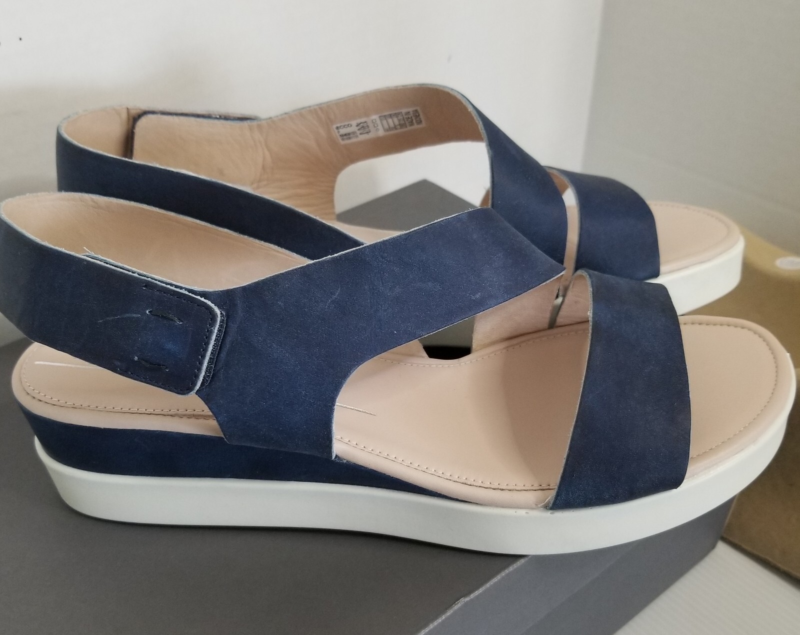 Womens ECCO Touch Sandal Plateau Sz 10-10.5 Indigo New In Box Danish Design