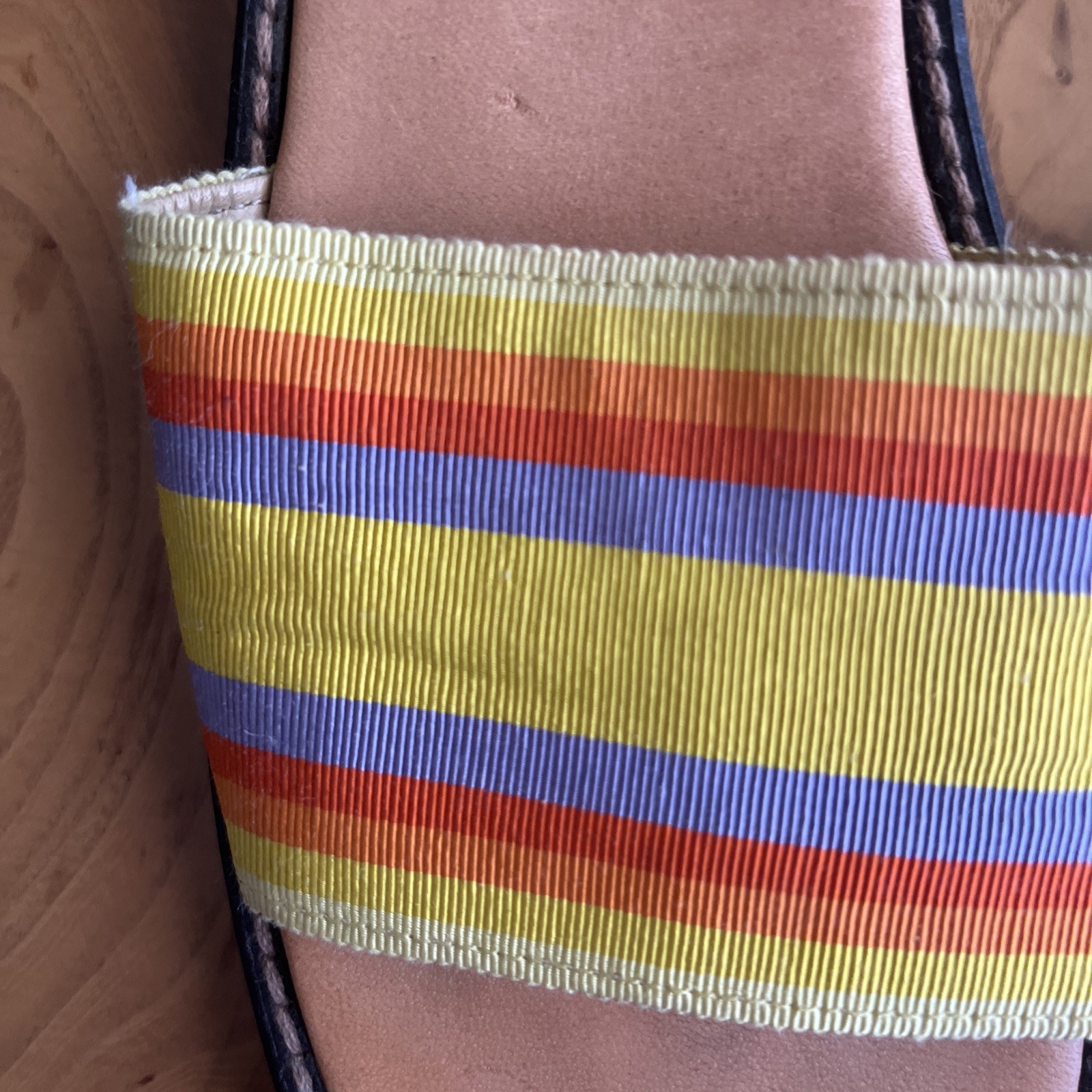 Stubbs & Wootton Palm Beach Women’s Grosgrain Stripe Slip-On Sandals Size 9.5