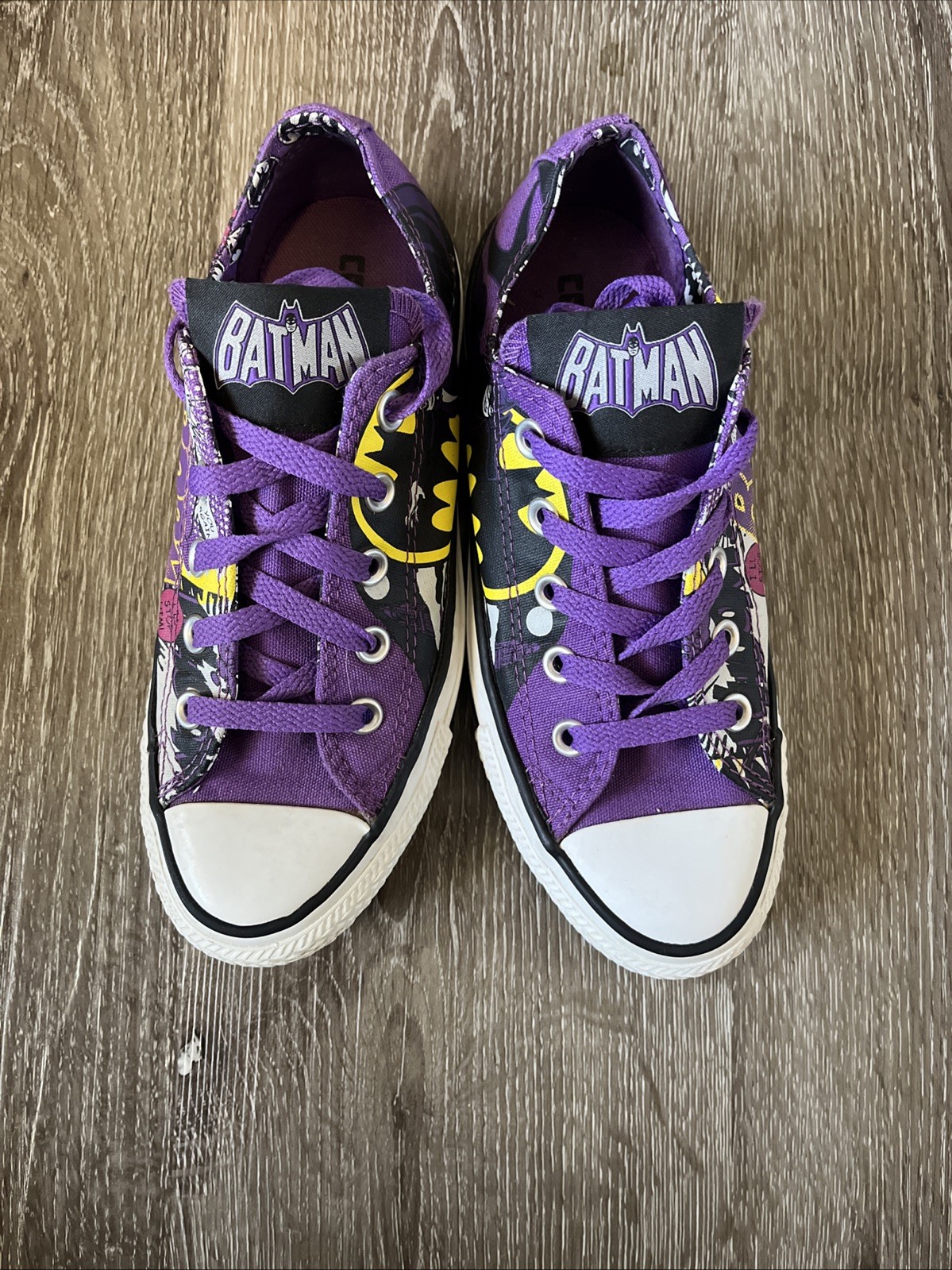 Batman Converse All Star Purple Canvas Shoes Unisex Adult Mens 4/Women’s 6