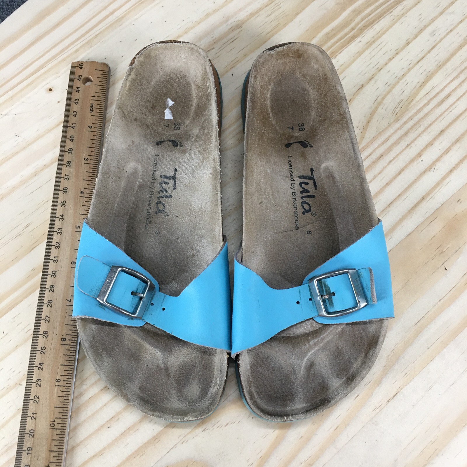 Tula By Birkenstock Sandals Womens 38 Narrow Slide Blue Casual Slip On Comfort