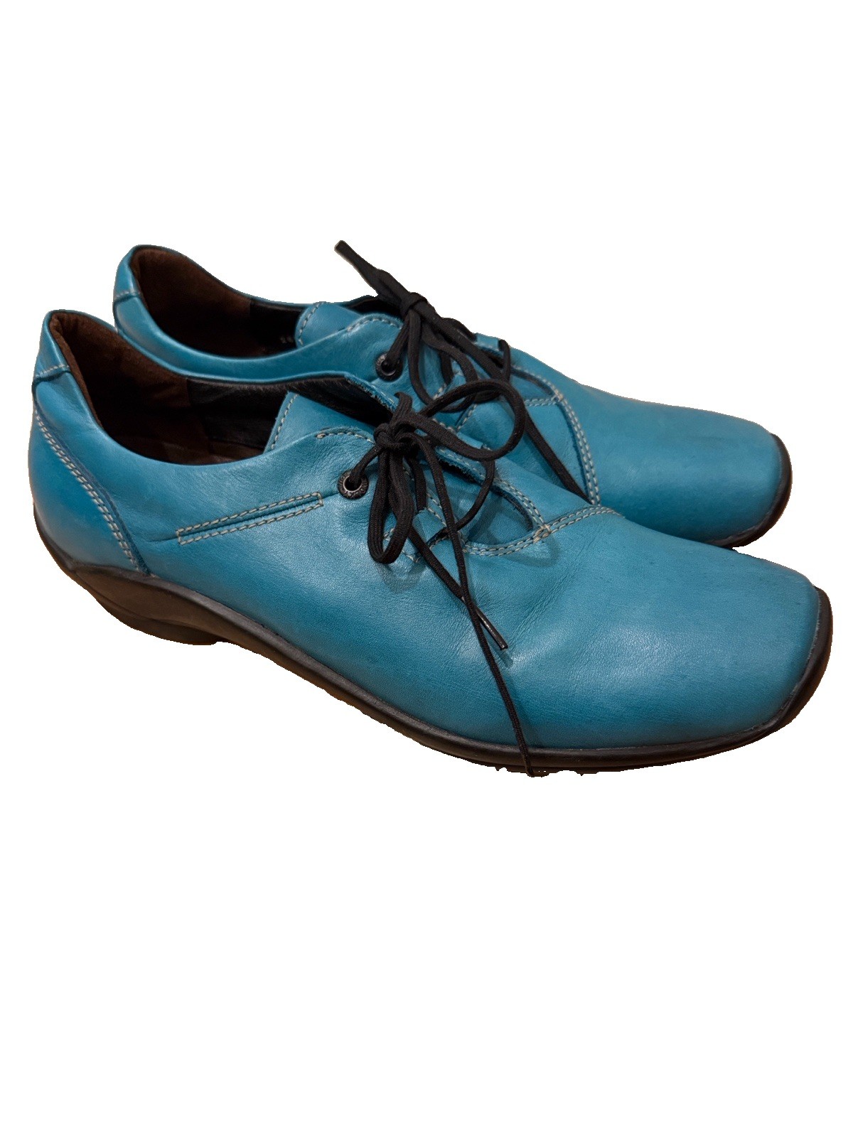 Wolky Rosa Leather Lace Comfort Oxfords Peacock Teal blue Women’s 42/size 11 EUC