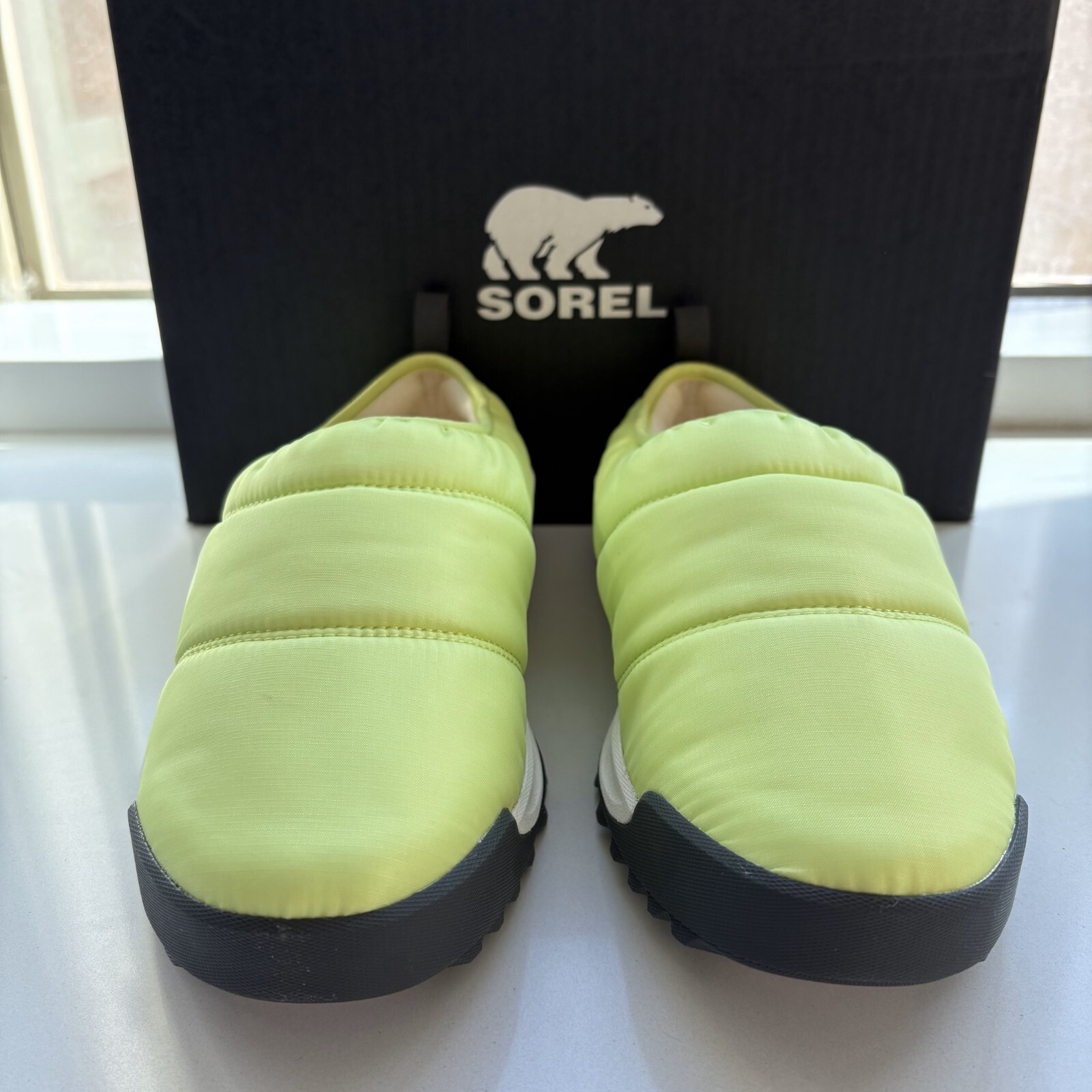 Sorel ONA RMX Puffy Slip-On Quilted Shoes Tippet Green Size 7.5 8 9.5 or 10