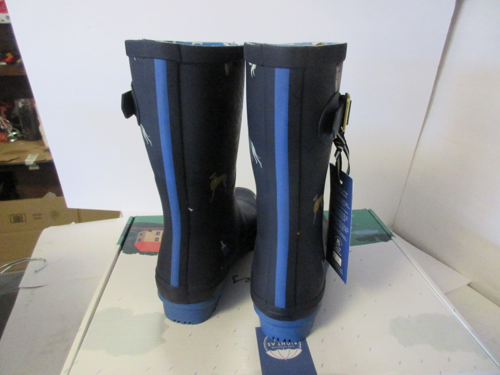 Joules Womens waterproof rain boots 216564 Molly Welly Navy Dogs
