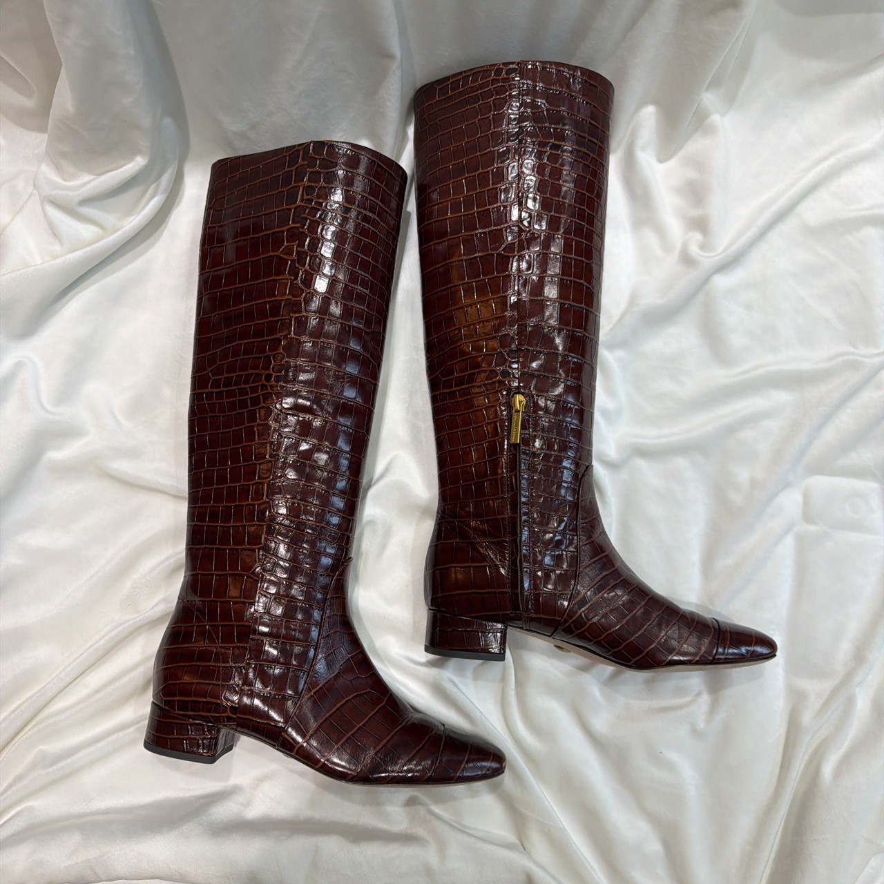 Veronica Beard Cecile Croc-Embossed Leather Knee-High Boot Women’s