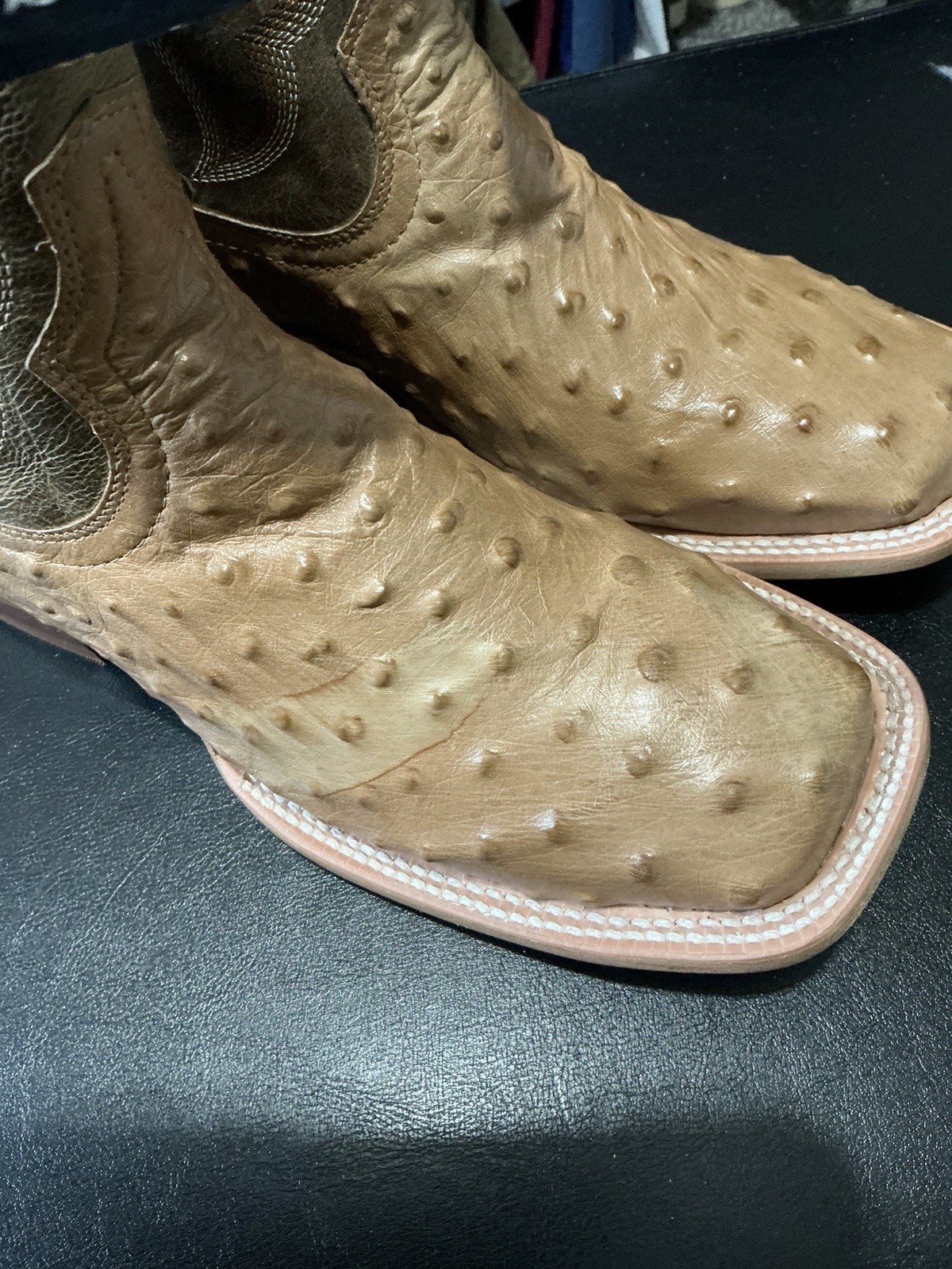 Tony Lama Requill Smooth Genuine Ostrich Western Boots Brown Women’s Size 9B NWT