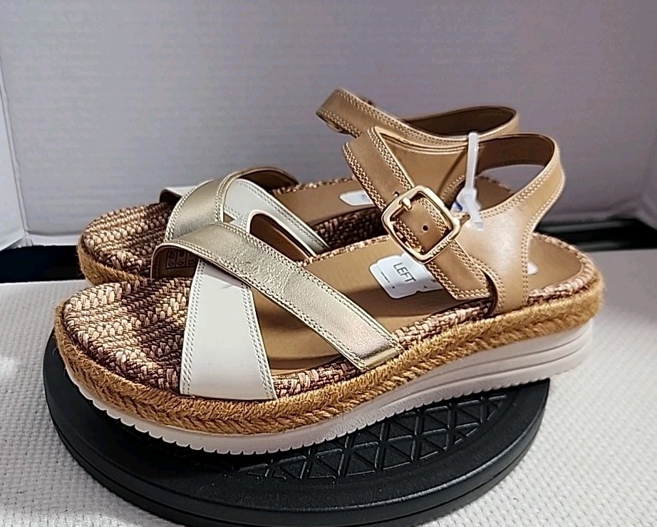 Vionic Mar Camel/Gold Leather Strappy Sandal Arch Support Comfort Sz 6 5 NWOT