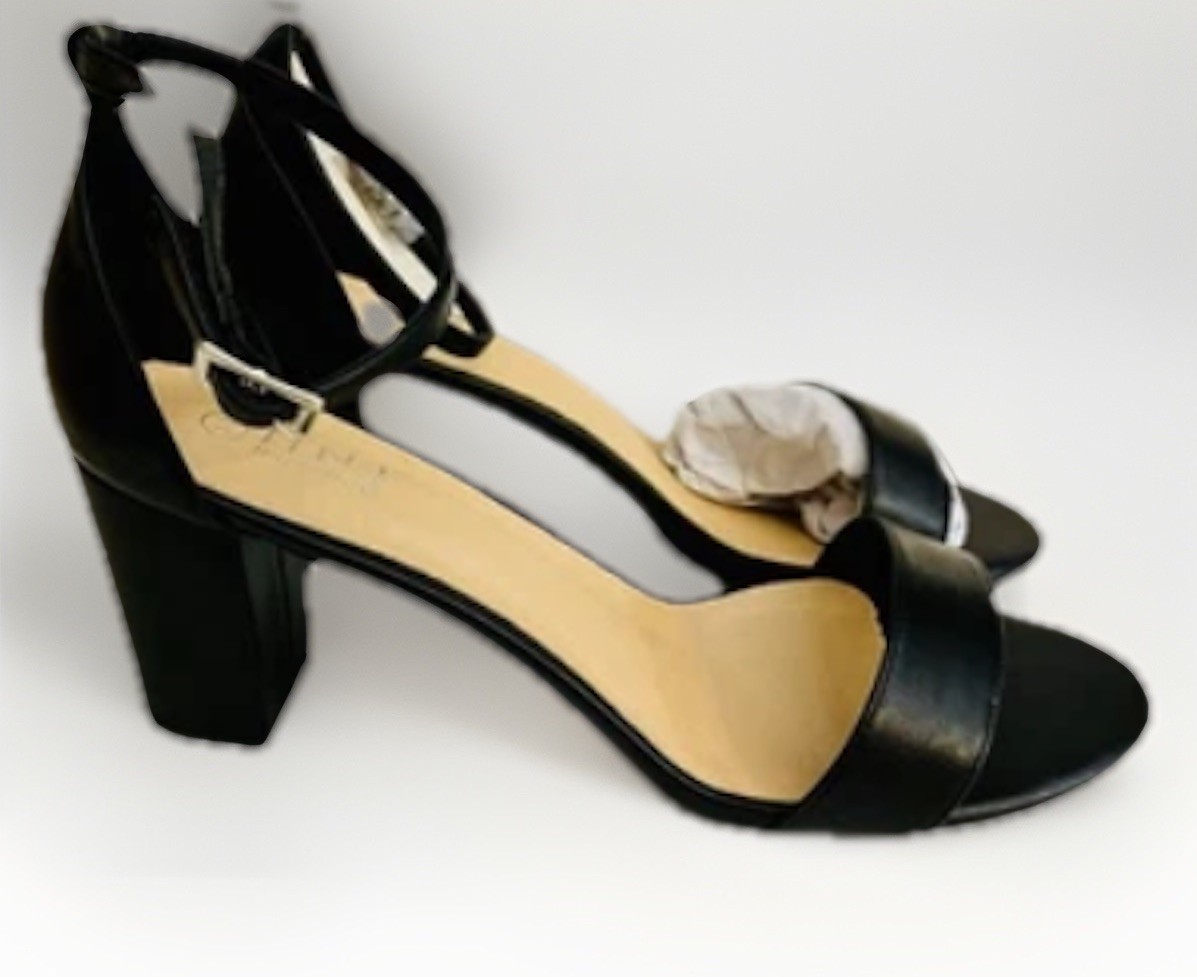 NIB New In Box Sz 11 Strappy Black Block Heels Shoes 3.25” Sandals Dressy