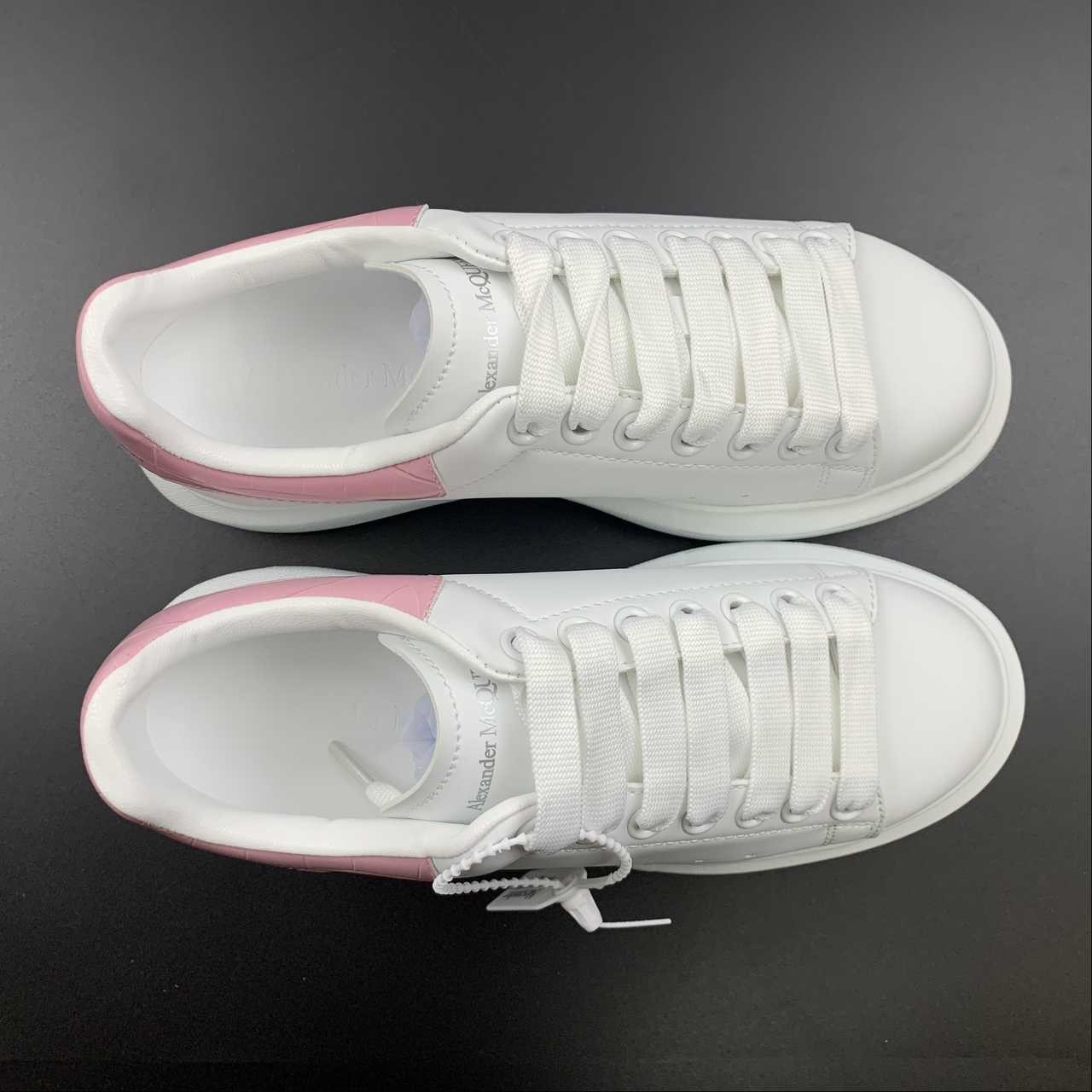 Alexander McQueen Oversized Sneaker White Pink Croc Heel Leather Platform Casual