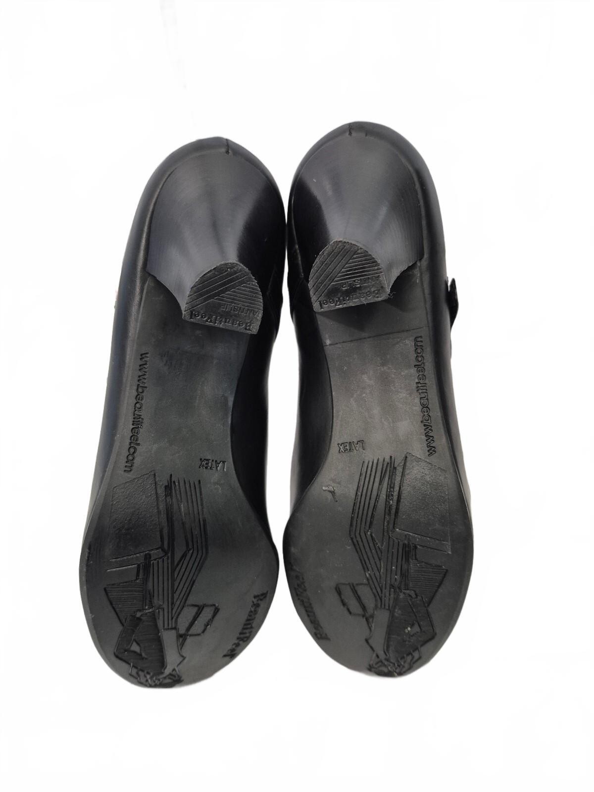 Beautifeel Black Leather Mary Jane Pumps With Adjustable Ankle Strap And 3in Blo