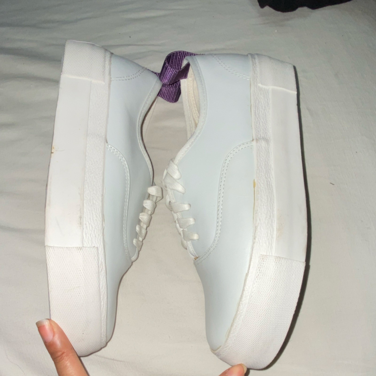 Eytys White Leather Sneakers Purple Pull Tab Women EUR 38 US 7.5 Lace Up