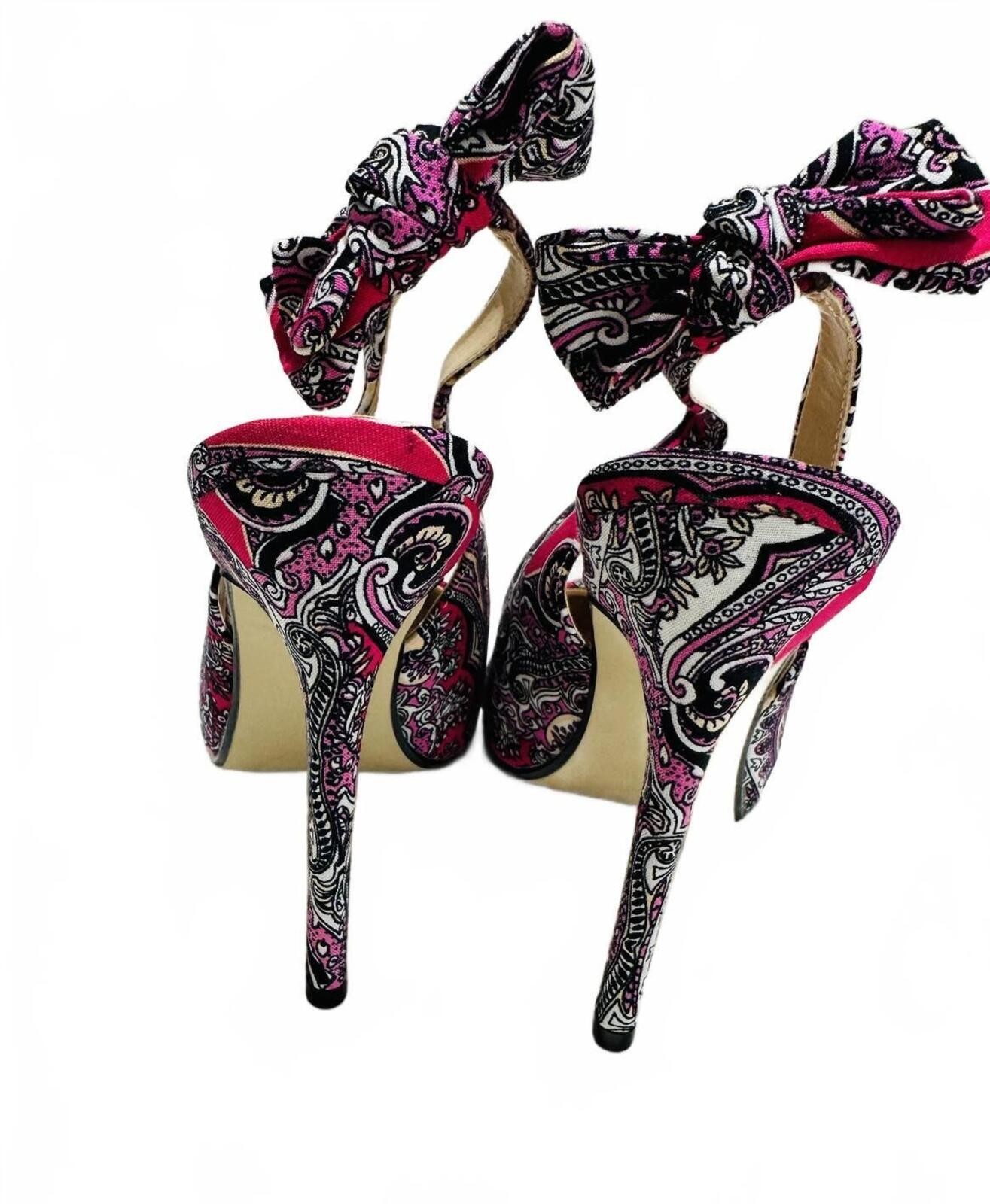 New Madison ‘Lynden’ Slingback Pumps Paisley Print and Bow Detail Size 7.5