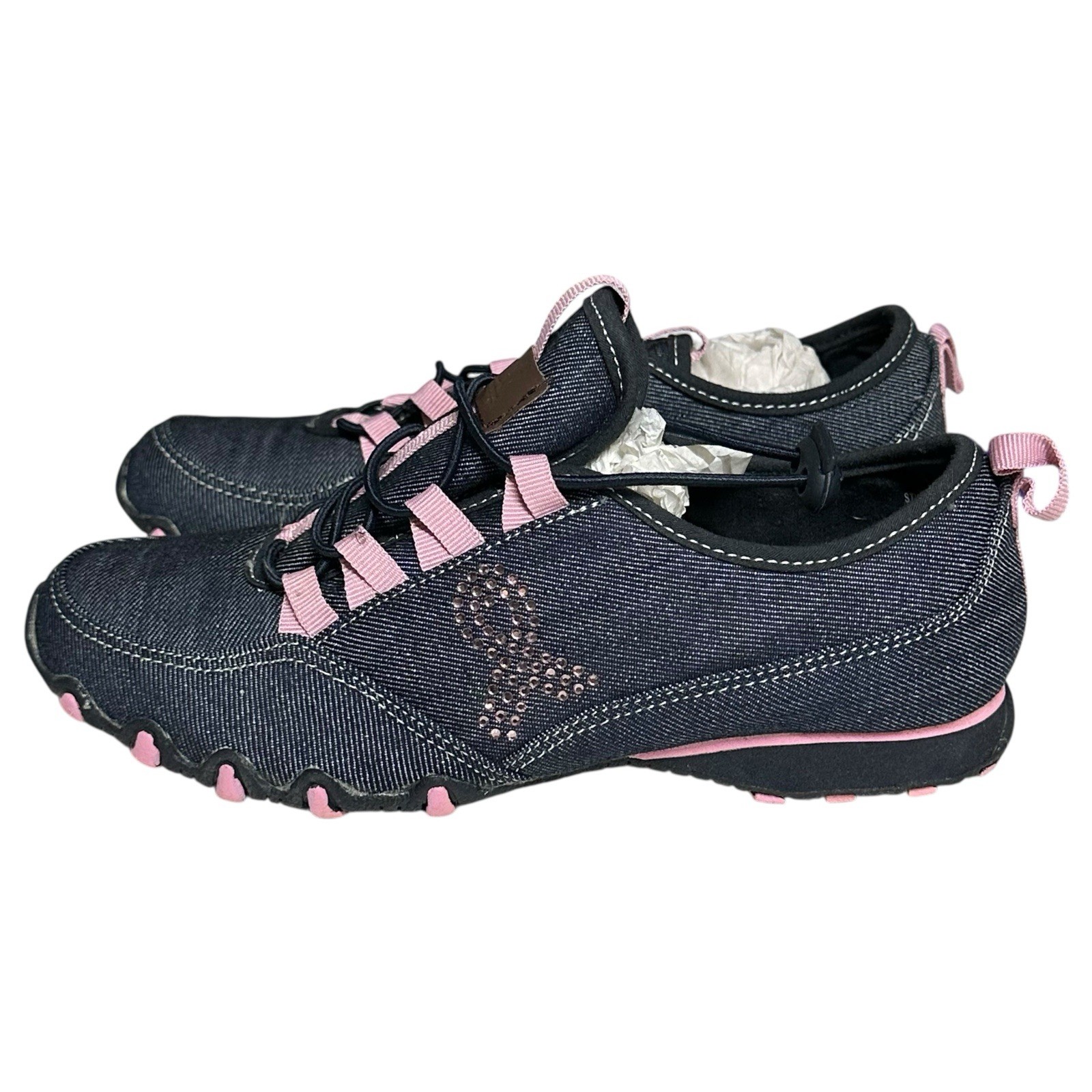 FDJ French Dressing Denim Sneakers Breast Cancer Awareness Jeweled Womens 7