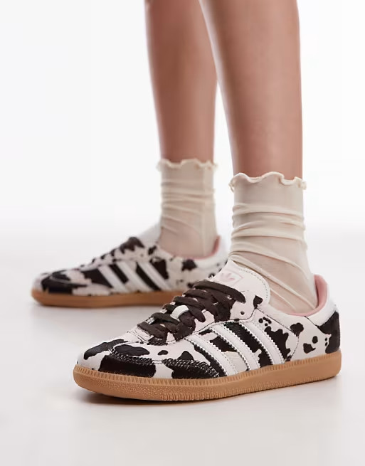 Adidas Samba OG Calf Hair Sneaker Brown/Off White/Pink Cow Print Women’s 9.5 New