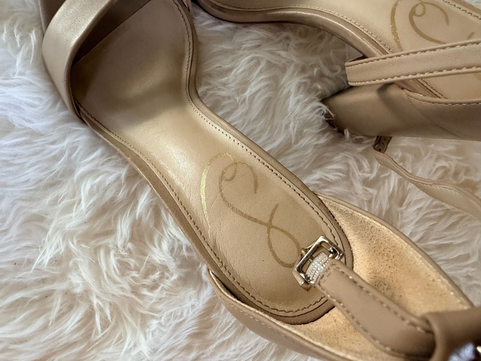 Sam Edelman Yaro Ankle Strap Block Heel Sandal in Soft Beige