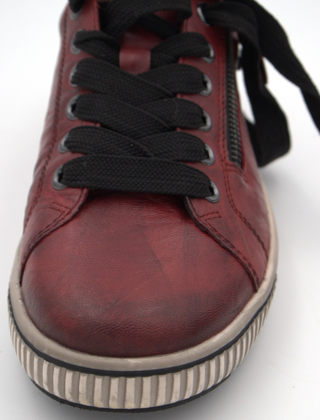 Remonte Maditta 00 Leather Sneakers Red EU 37 US 6–6.5 Women Lace-Up Side Zip