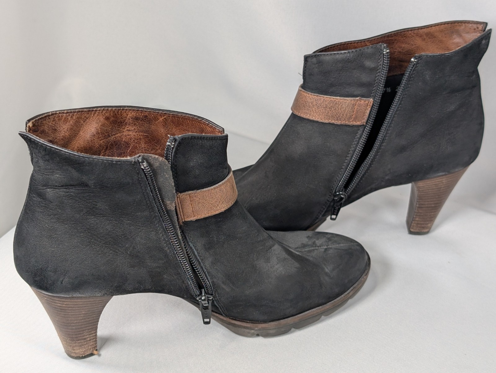 Paul Green Munchen – Womens Heeled Black Brown Leather Boots – Size US 11