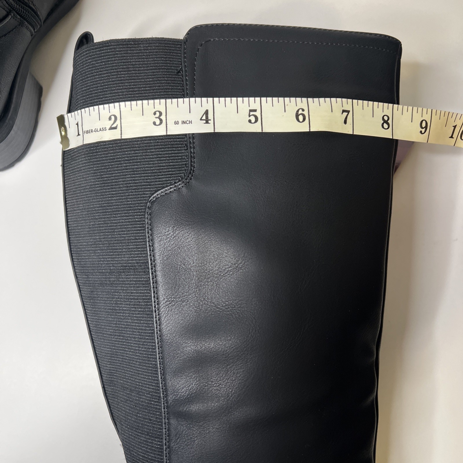 Wide Calf Black Knee High Zip-Up High Heel Boot Chicblooms Curvy Love Sz 6.5 NWT