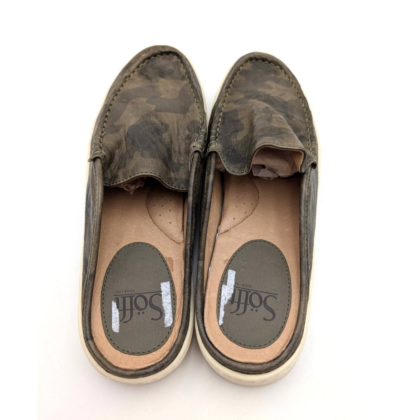 SOFFT Somers III Slide Camo Slip-On Leather Sneaker Mule Women’s Olive Size US9M