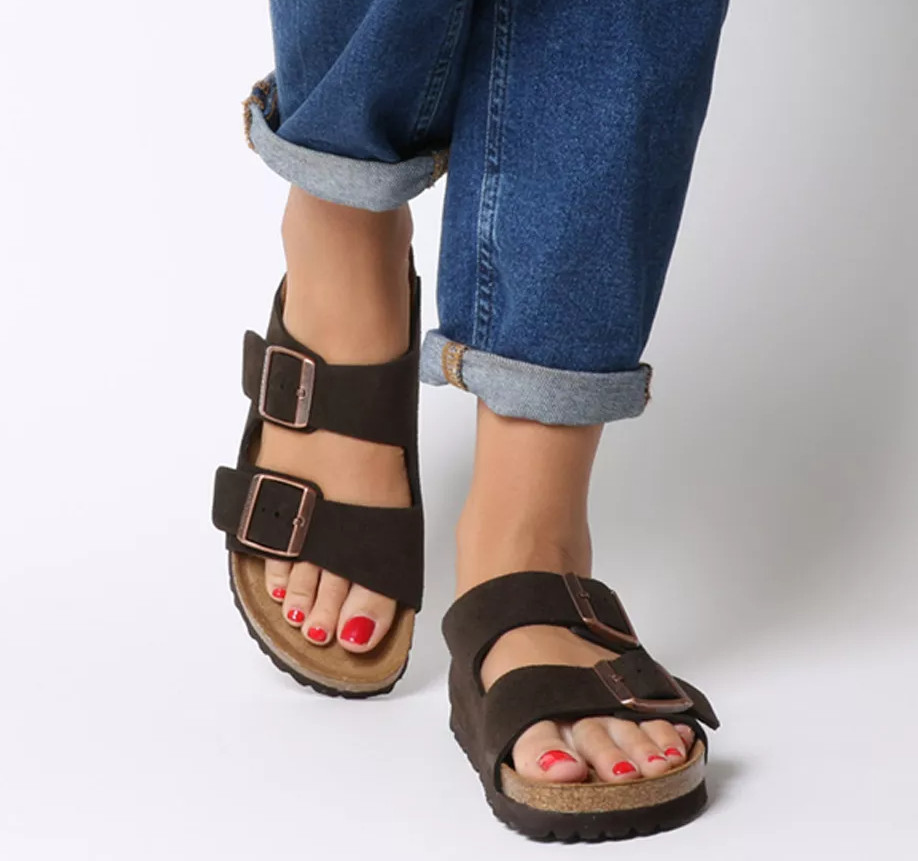 NEW Birkenstock Arizona Suede Leather Mocha Soft Footbed Sandals Unisex Shoes
