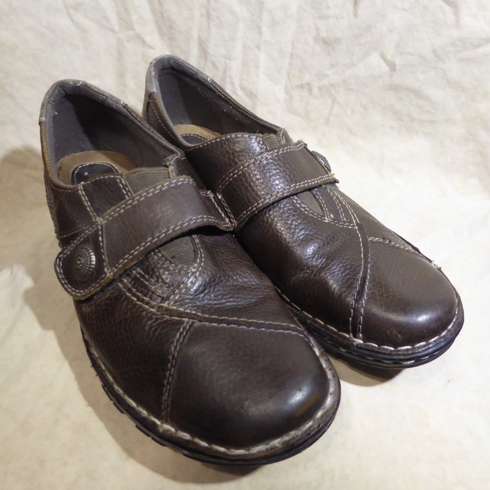 🩰 Earth Origins Monk Strap Clogs sz 10 M Rich Brown Leather; Stitched Details