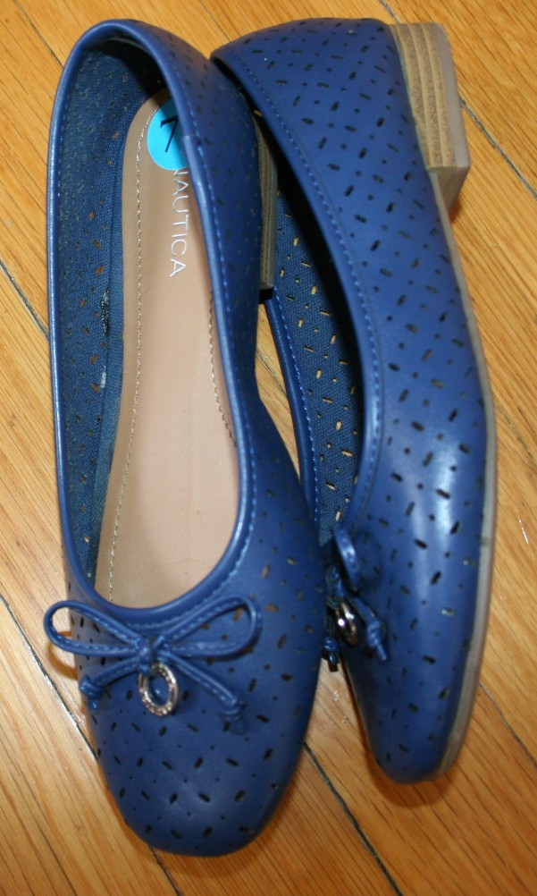 Nautica Navy Blue Slip On Ballet Flats Women’s Size 7M Bow Shoes Faux leather