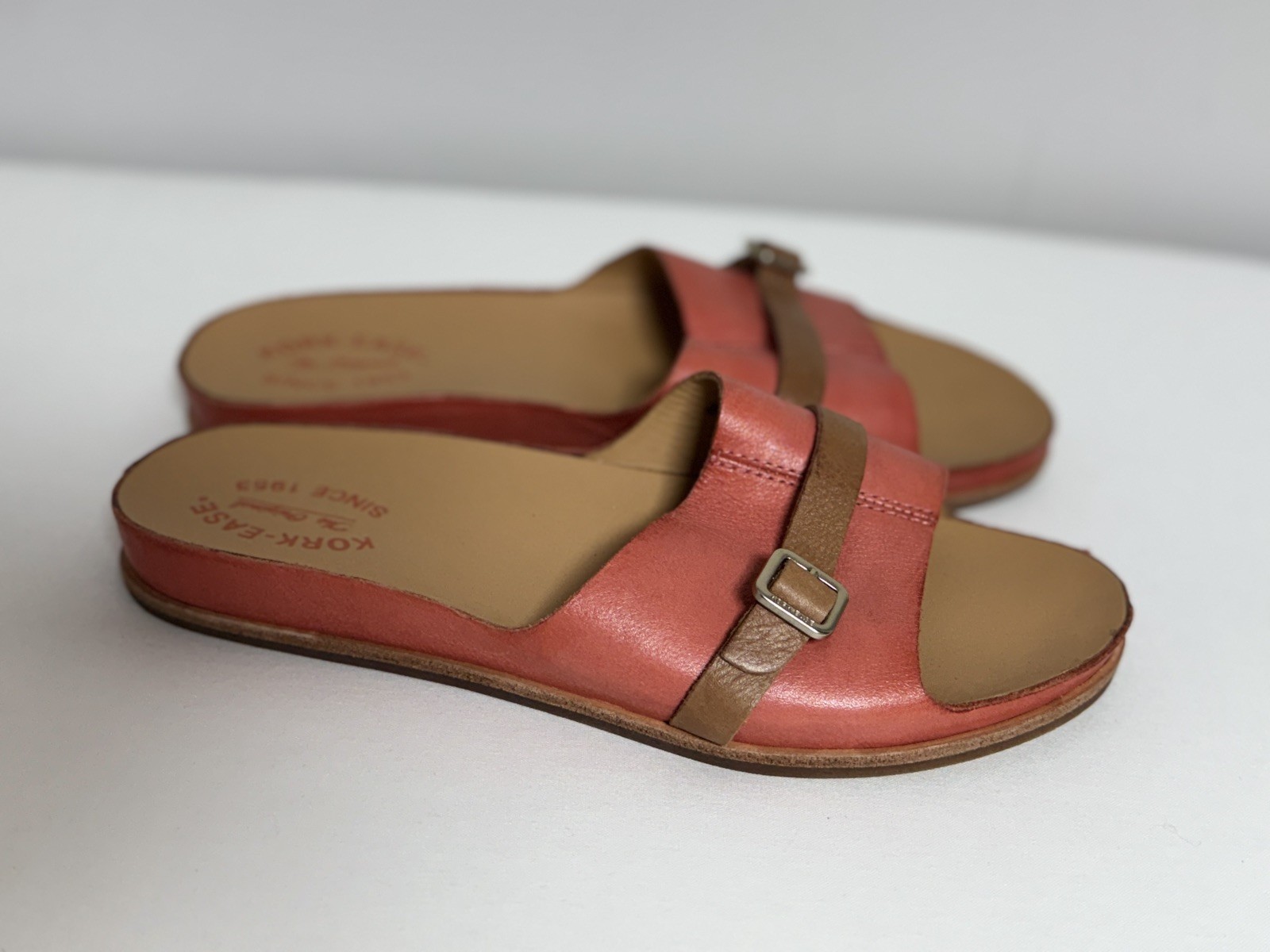 Women’s Kork-Ease Downey Salmon Pink Leather Slide Sandals Sz 9 M