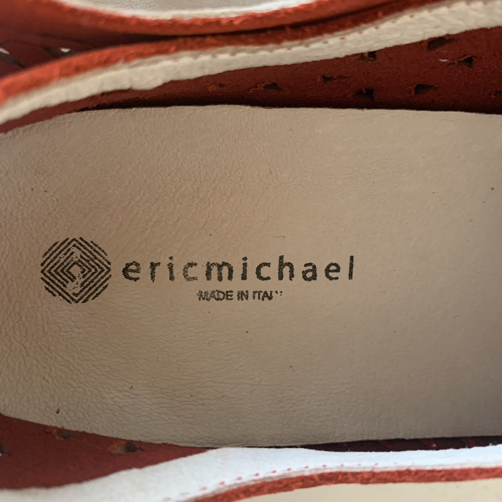 Eric Michael Red Inez Nubuk Leather Shoes Womens 9.5 EU 41 Cutout Slip On Flats