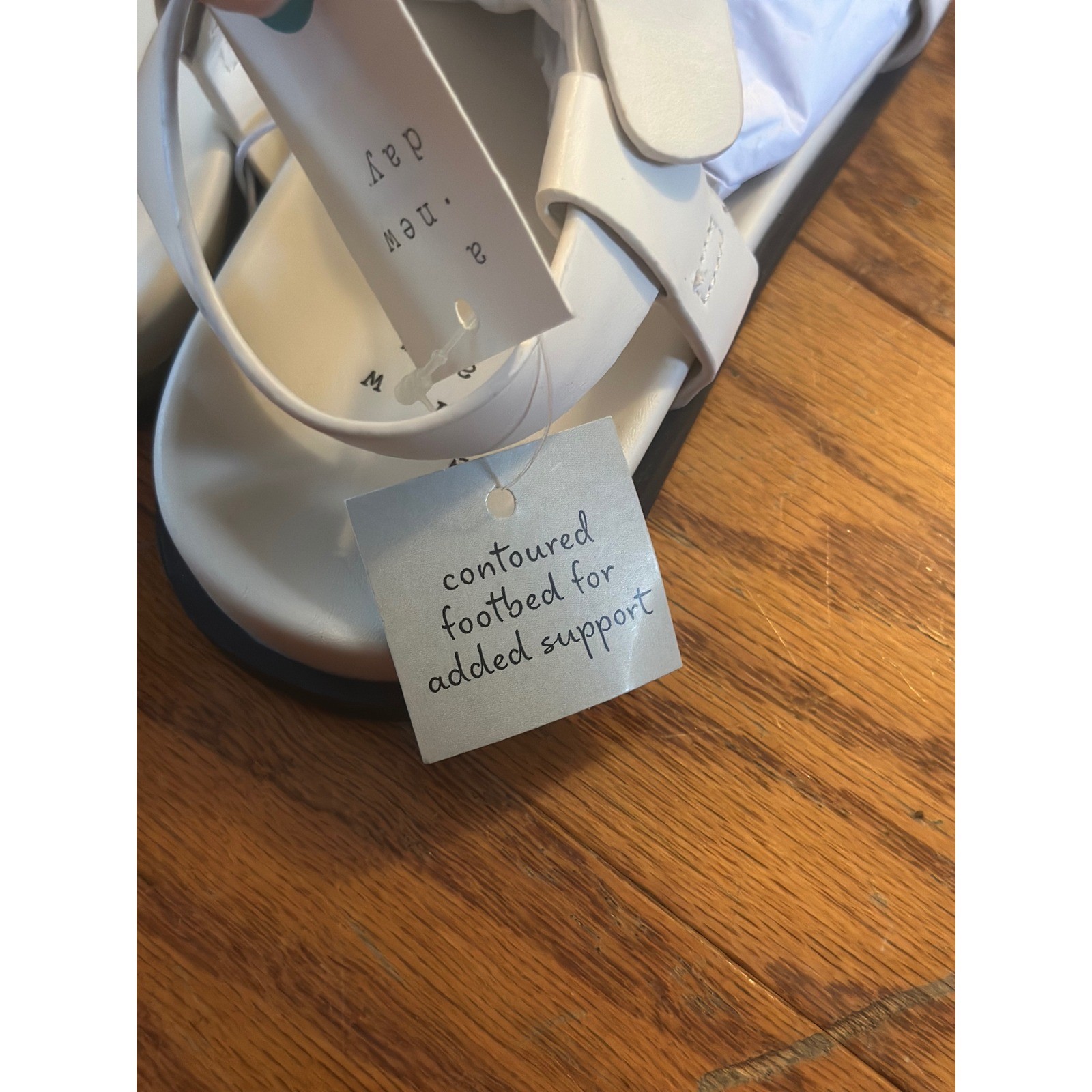 A New Day Penelope Bone White Toe Ring Slingback Sandals Womens 8 New