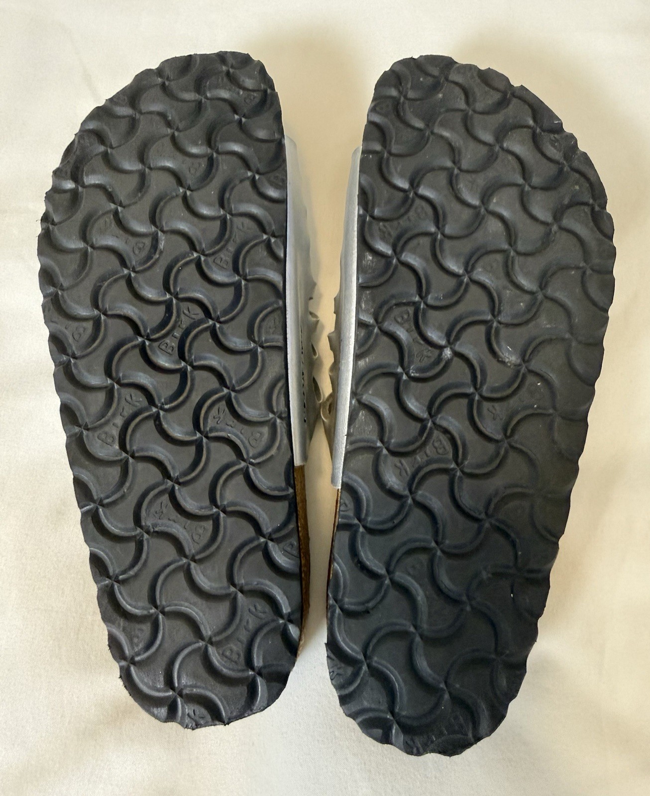 Birkenstock Metallic Silver Two-Strap Slide Sandal Women EU 36 US 5 *Run Large*