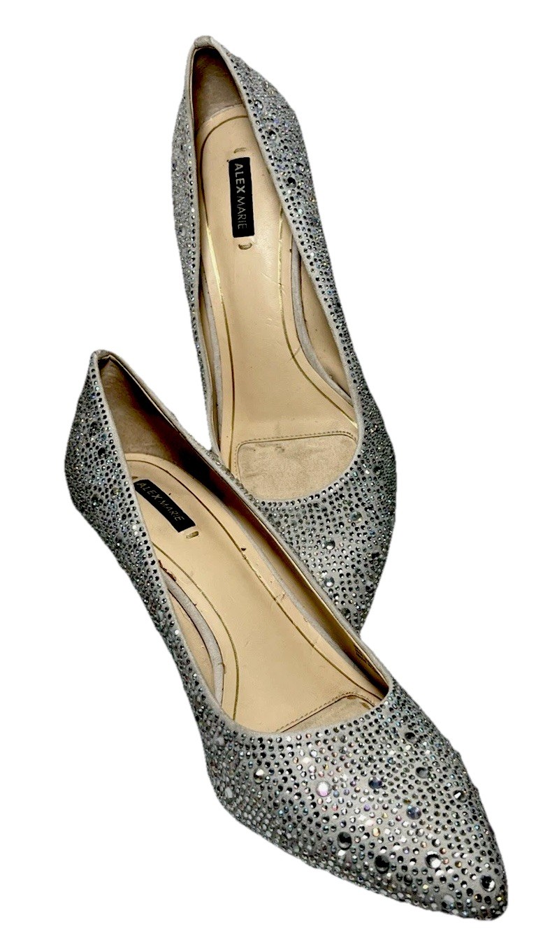 Alex Marie CloseToe Pumps Silver Glitter Bling 9M Fairy Barbie Core Romantic Y2K