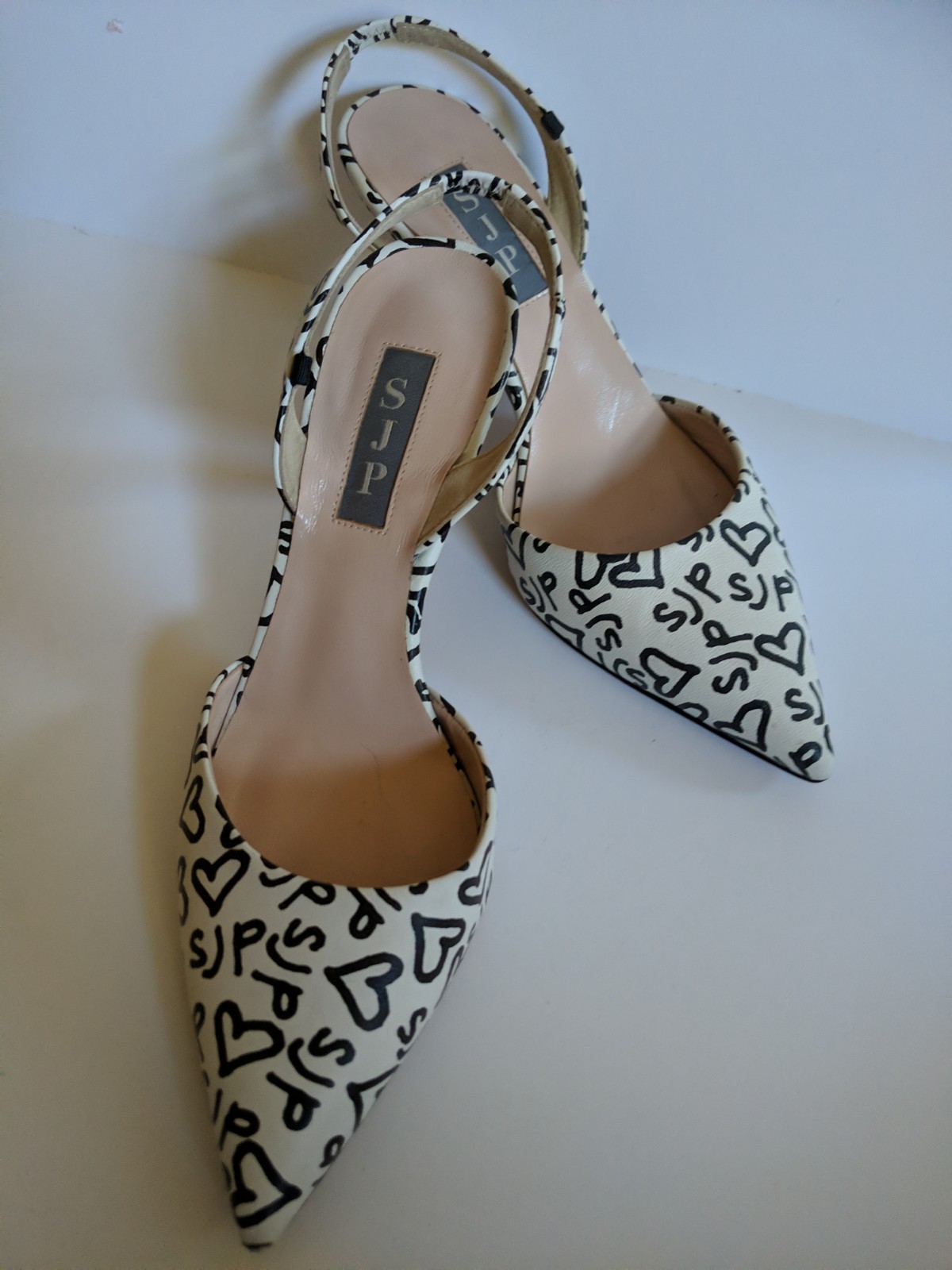 SJP shoes. Bliss White Leather. «Heart Collection» 2021 limited edition