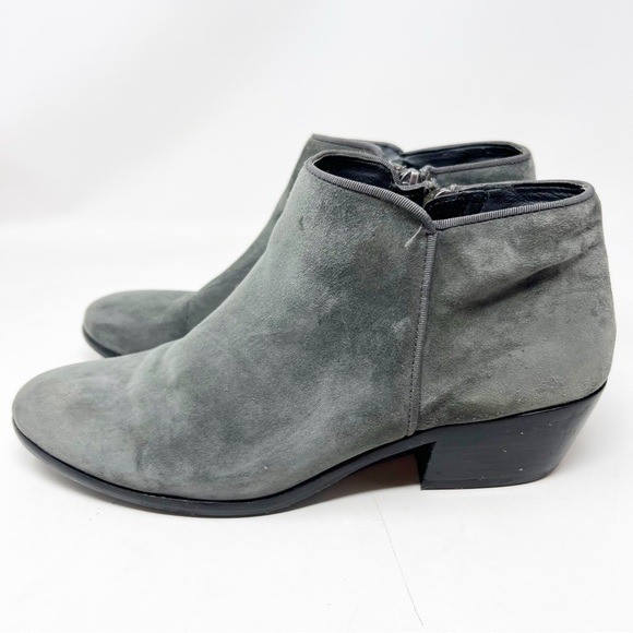 SAM EDELMAN GRAY SUEDE LOW TOP SIDE ZIP PETTY BOOTIES BOOTS WOMENS SZ 9