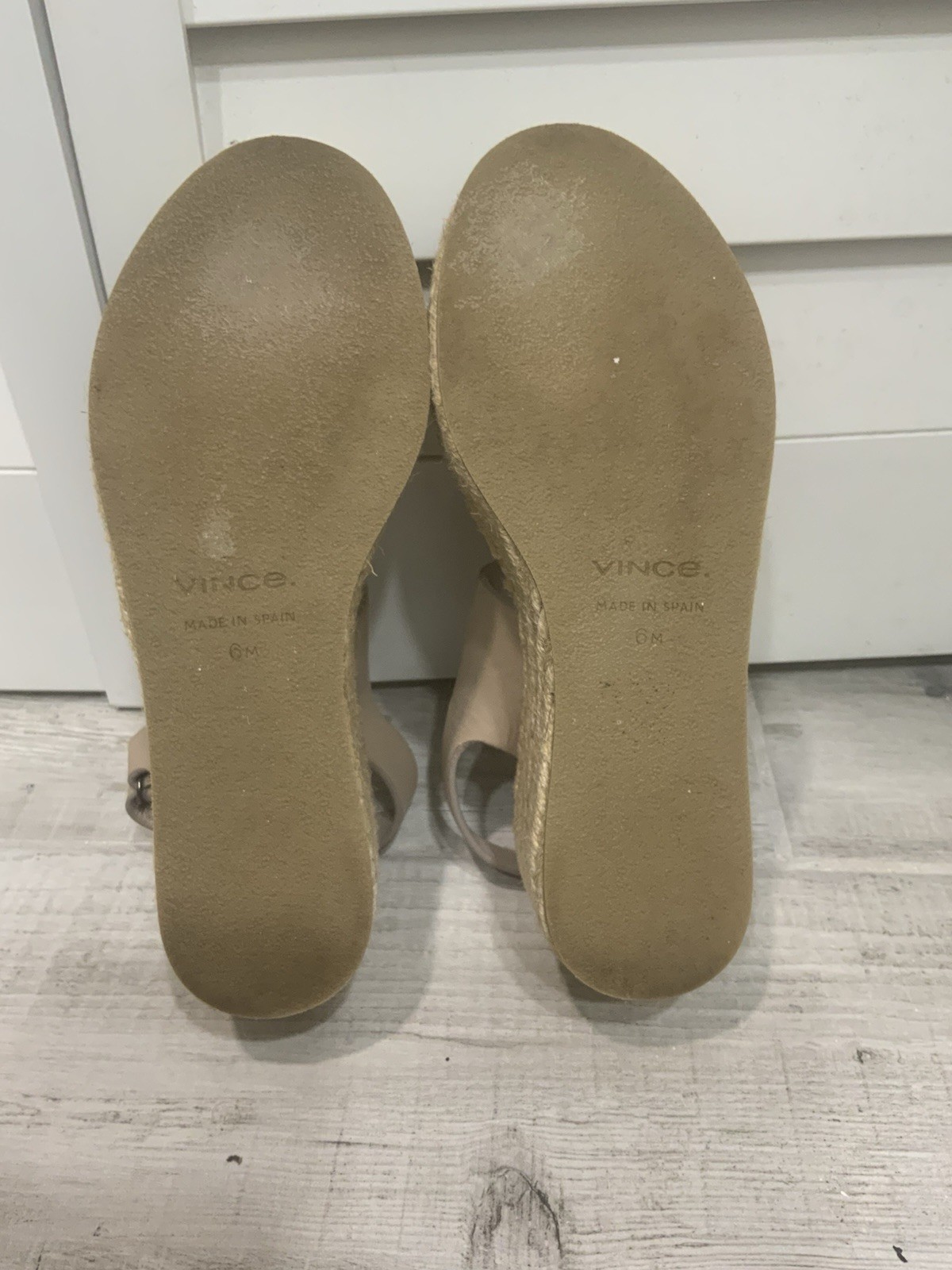 Vince Janet Women’s 6 M Taupe Nubuck Platform Chunky Espadrille Wedge Sandals